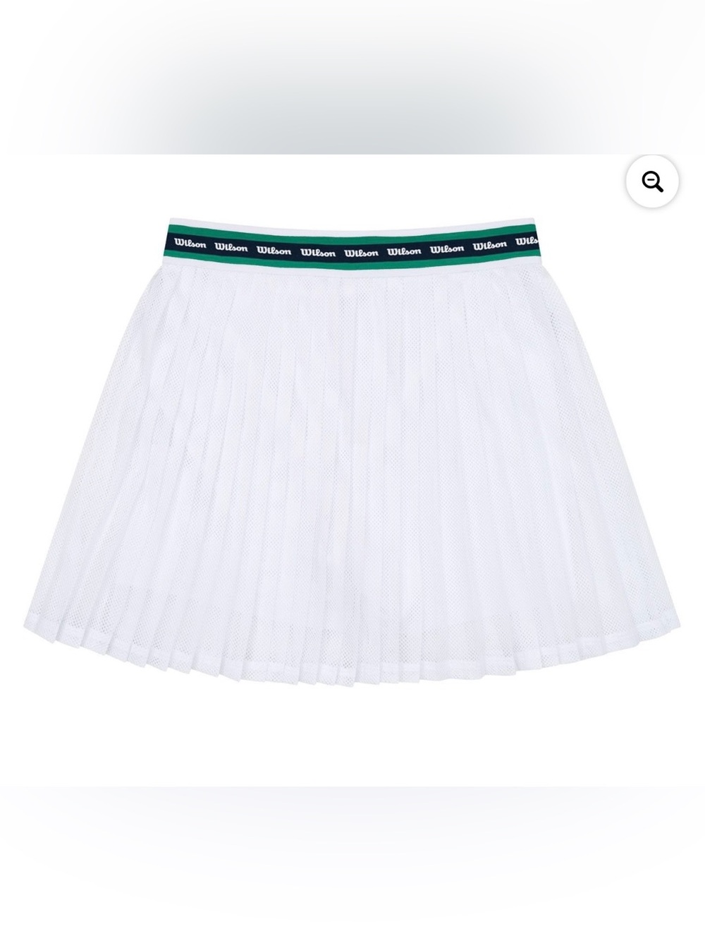 Wilson White Pleated Tennis Skort with Green-Trim Logo Waistband